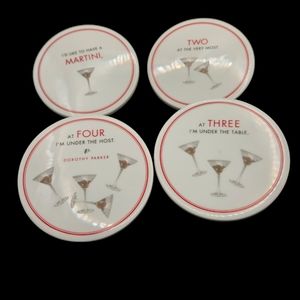 Restoration Hardware Dorothy Parker Martini Coasters Set of 4